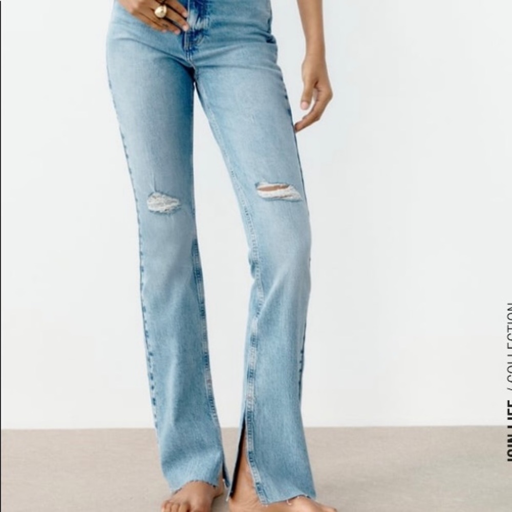 Zara High Rise Flared Split Hem. New